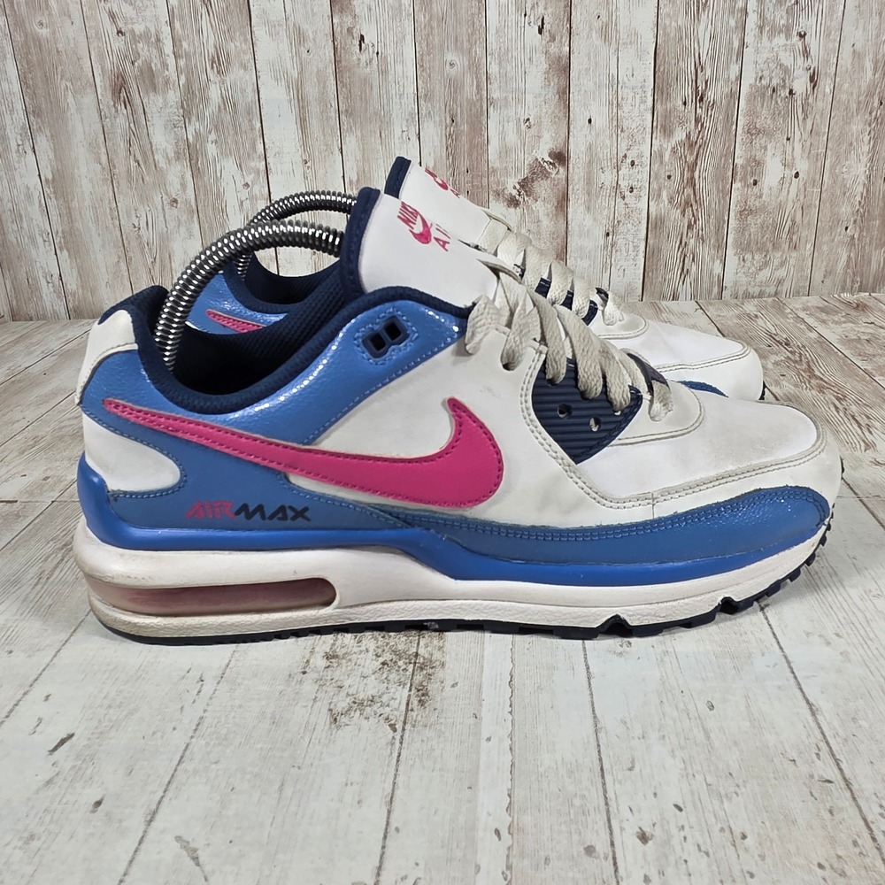 Nike Air Max 90 Womens 8.5 Blue Pink White Sneakers 443869-164 Low Top Shoes